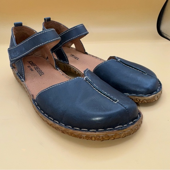 Josef Seibel Rosalie 42 Blue Leather Ankle Strap Women’s 6-6.5 (37), EUC - Picture 2 of 12
